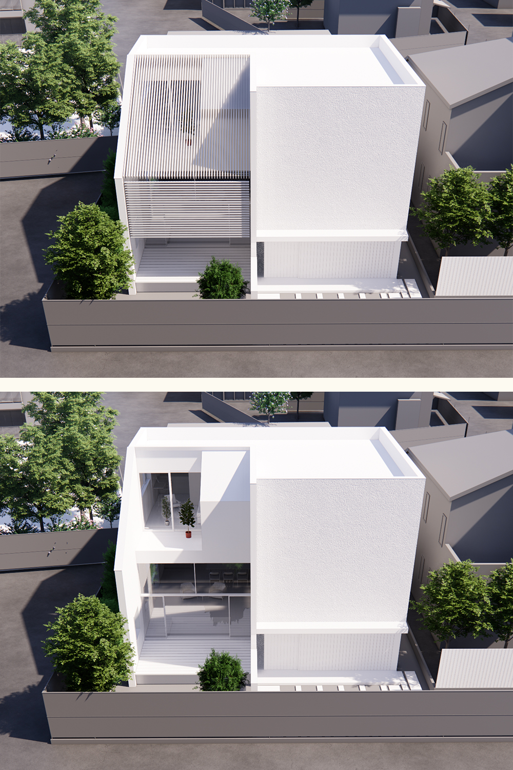 カーテンレスで暮らす家_パース| 横浜 建築設計事務所 建築家|